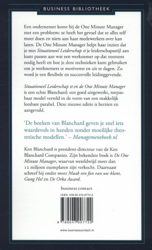 Situationeel leiderschap II en de one minute manager - achterkant
