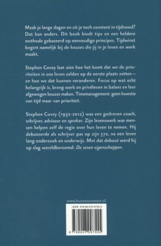 Timemanagement volgens Covey - achterkant