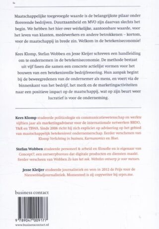 Handboek betekenisvol ondernemen - achterkant