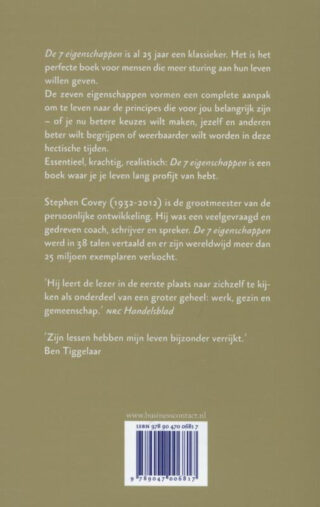 De zeven eigenschappen voor succes in je leven - achterkant